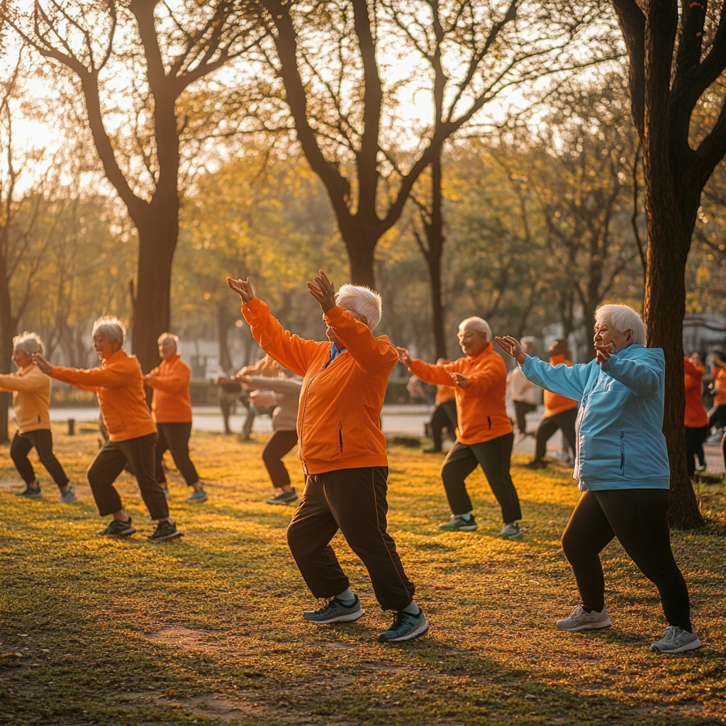 Щасливі активні пенсіонери займаються спортом на свіжому повітрі